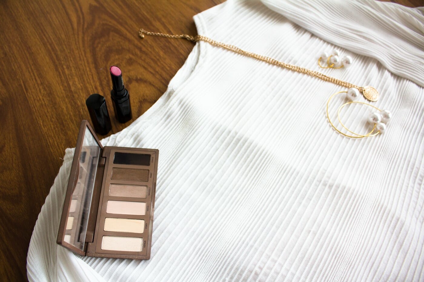 Eye palette from Urban Decay, sheer lipstick from Shiseido